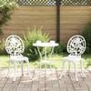vidaXL Ensemble bistro de jardin 3 pcs Blanc Aluminium