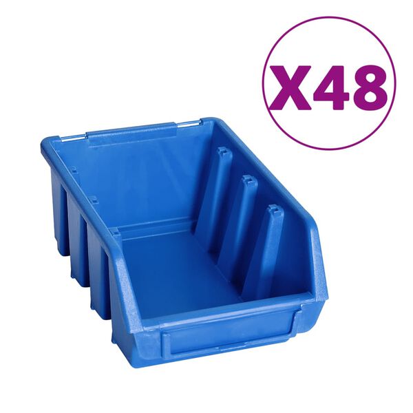 vidaXL Kit de bacs de stockage et panneaux muraux 128 pcs Bleu et noir
