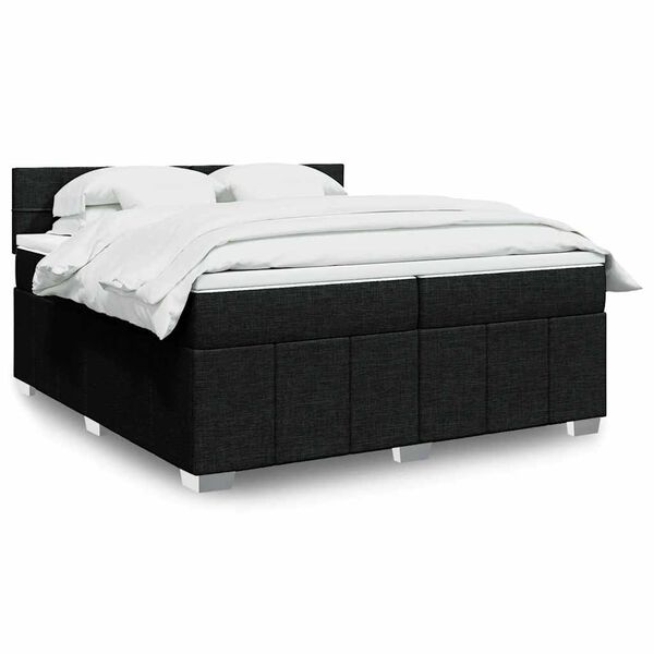 vidaXL Sommier &agrave; lattes de lit avec matelas Noir 200x200 cm Tissu