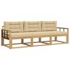 vidaXL Ensemble de canap&eacute;s d'ext&eacute;rieur 3 pcs Blanc et Beige Polyester