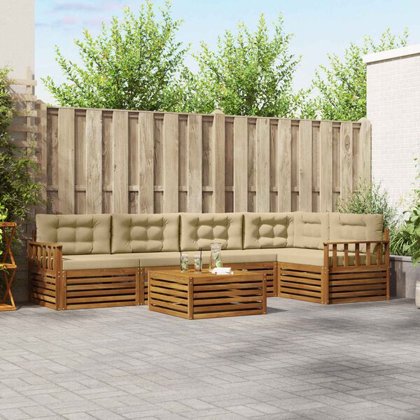 vidaXL Ensemble de canap&eacute;s d'ext&eacute;rieur 6 pcs Naturel et Beige