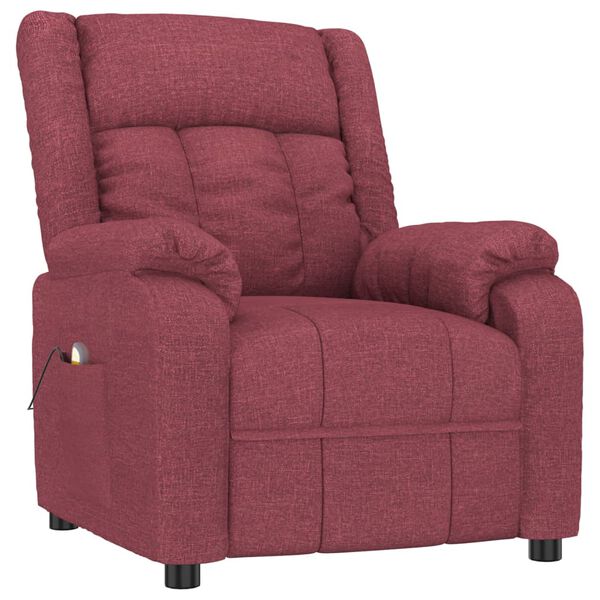 vidaXL Fauteuil de massage Rouge bordeaux Tissu