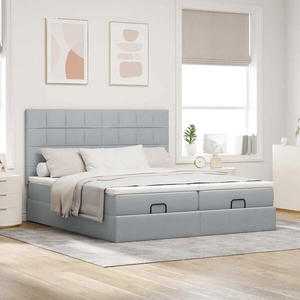 VidaXL Cadre de lit ottoman et matelas gris clair 160x200cm tissu
