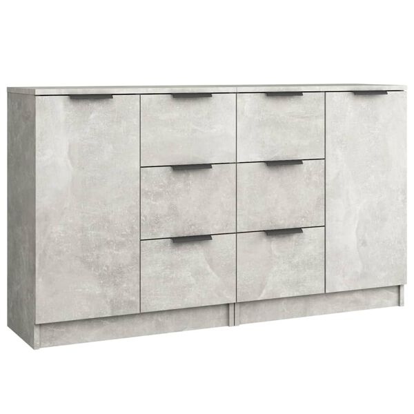 vidaXL Buffets 2 pcs Gris b&eacute;ton 60x30x70 cm Bois d'ing&eacute;nierie
