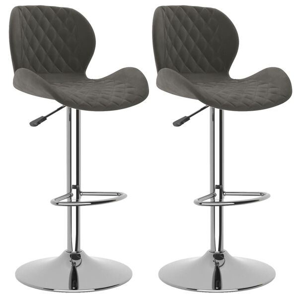 vidaXL Tabourets de bar lot de 2 gris foncé velours