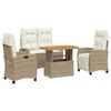 vidaXL Ensemble &agrave; manger de jardin coussins 4 pcs beige r&eacute;sine tress&eacute;e