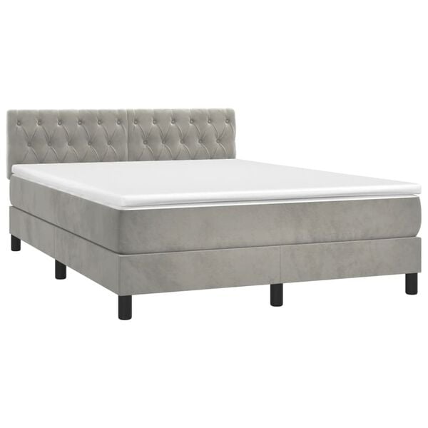 vidaXL Sommier à lattes de lit avec matelas LED Gris clair 140x200 cm