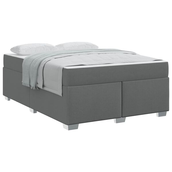 vidaXL Cadre de lit avec matelas Gris fonc&eacute; 140 x 200 cm tissu