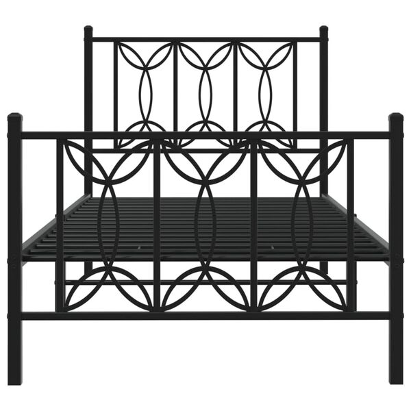 vidaXL Cadre de lit m&eacute;tal sans matelas avec pied de lit noir 90x200 cm