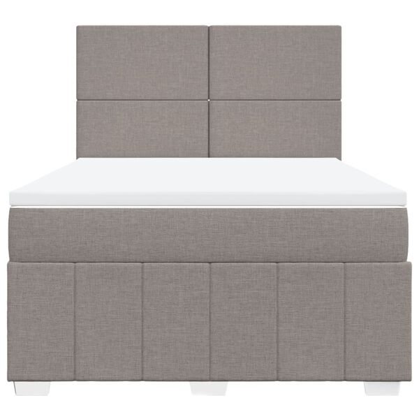 vidaXL Sommier &agrave; lattes de lit avec matelas Taupe 160x200 cm Tissu