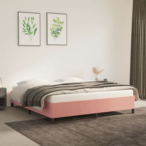 vidaXL Cadre de lit sans matelas rose 160x200 cm velours