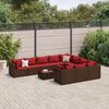 vidaXL Salon de jardin et coussins 11 pcs marron résine tressée