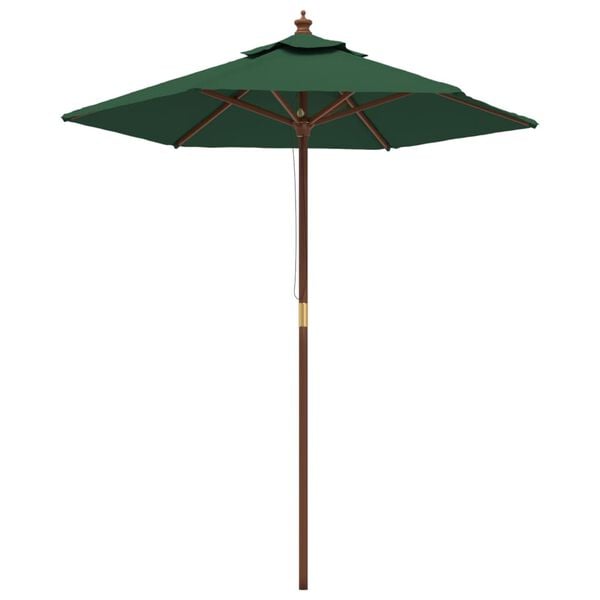 vidaXL Parasol de jardin avec m&acirc;t en bois vert 196x231 cm