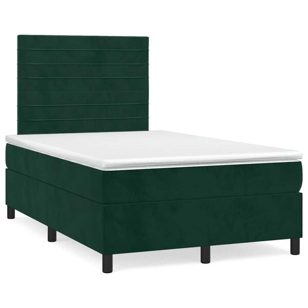 vidaXL Sommier &agrave; lattes de lit et matelas Vert fonc&eacute; 120x200cm Velours