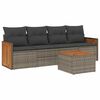 vidaXL Salon de jardin 5 pcs avec coussins gris r&eacute;sine tress&eacute;e