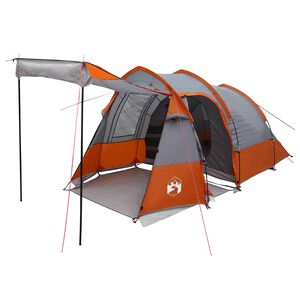 vidaXL Tente tunnel Gris et orange 390 x 215 x 152 cm