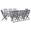 vidaXL Ensemble &agrave; manger de jardin 9 pcs Bois d'acacia massif Gris