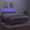 vidaXL Sommier &agrave; lattes de lit avec matelas LED Rose 140x200cm Velours