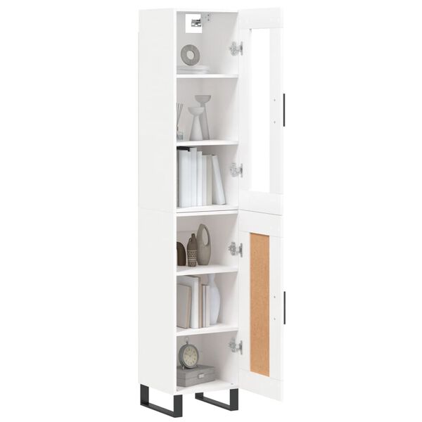 vidaXL Buffet haut Blanc 34,5x34x180 cm Bois d'ingénierie