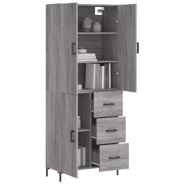 vidaXL Buffet haut Sonoma gris 69,5x34x180 cm Bois d'ing&eacute;nierie