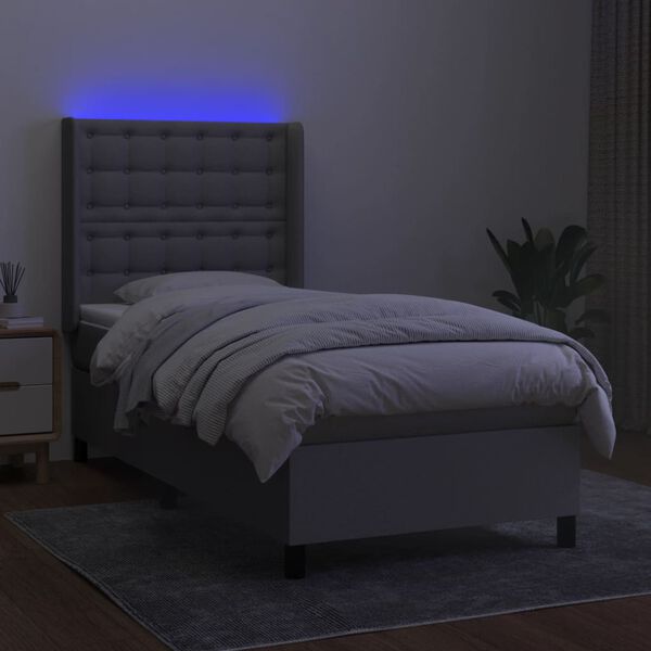 vidaXL Sommier &agrave; lattes de lit matelas LED Gris clair 80x200cm Tissu