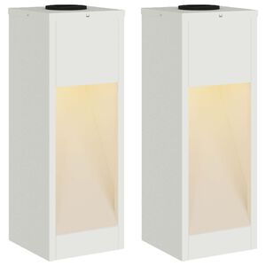 vidaXL Lumi&egrave;re de Chemin LED Solaire 2 pcs Blanc Acier lamin&eacute; &agrave; froid