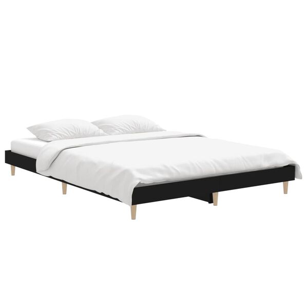vidaXL Cadre de lit sans matelas noir 140x190 cm bois d'ingénierie