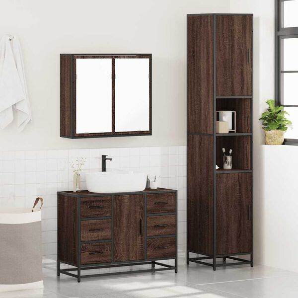vidaXL Ensemble de meubles de salle de bain 3 pcs Chêne marron