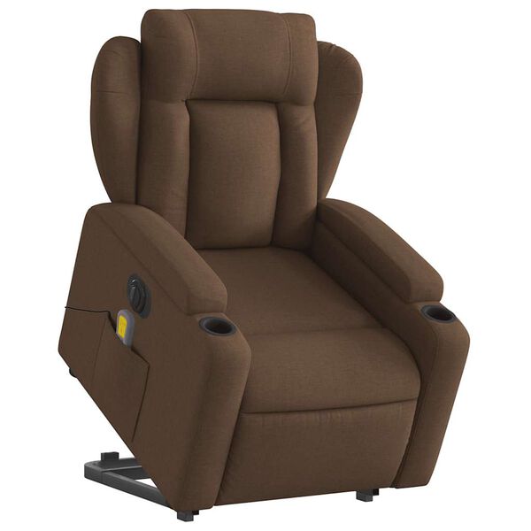 vidaXL Fauteuil inclinable de massage électrique Marron Tissu