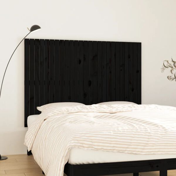 vidaXL T&ecirc;te de lit murale Noir 159,5x3x110 cm Bois massif de pin
