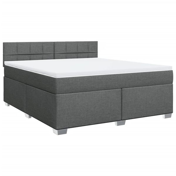 vidaXL Sommier &agrave; lattes de lit avec matelas Gris fonc&eacute; 180x200cm Tissu