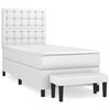 vidaXL Sommier &agrave; lattes de lit avec matelas Blanc 90x190 cm Similicuir