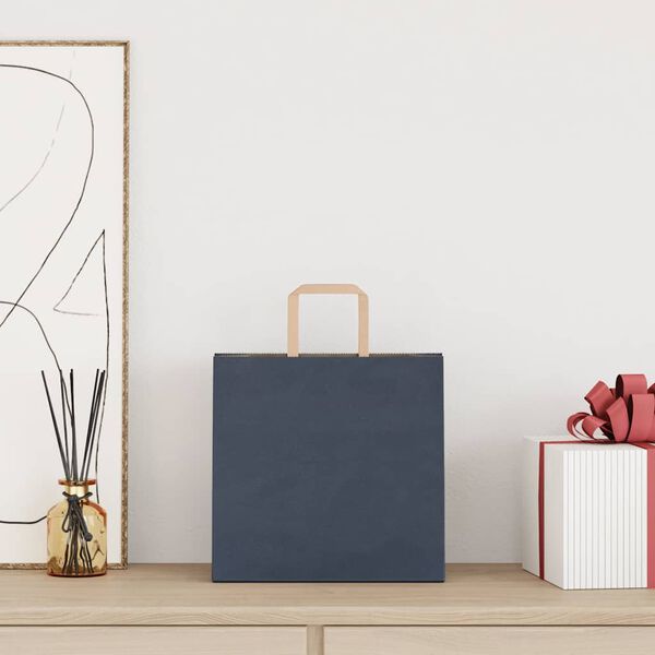 vidaXL Sacs en papier 50 pcs avec poign&eacute;es bleu 26x17x25 cm