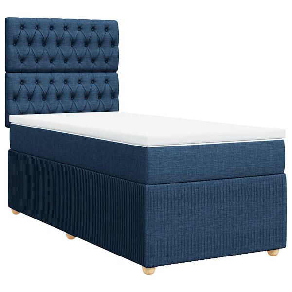 vidaXL Sommier &agrave; lattes de lit avec matelas Bleu 80x200 cm Tissu