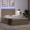 vidaXL Lit avec rangement et LED avec matelas Cappuccino 140 x 190 cm