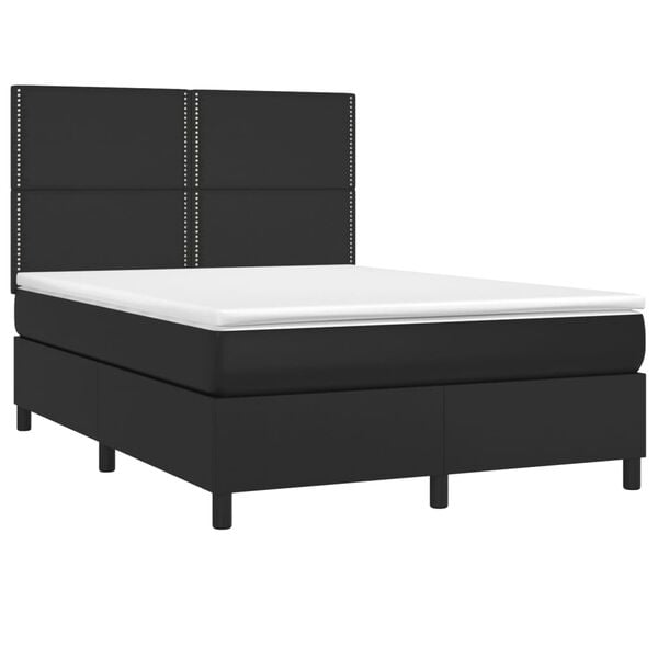 vidaXL Sommier &agrave; lattes de lit avec matelas et LED Noir 140x200 cm
