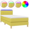 vidaXL Sommier &agrave; lattes de lit avec matelas et LED Vert 90x200cm Tissu