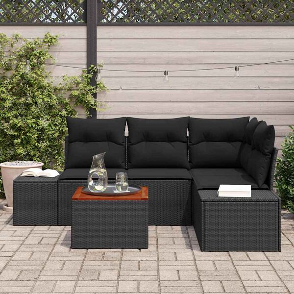 vidaXL Ensemble de canapé de jardin 5 pcs Noir