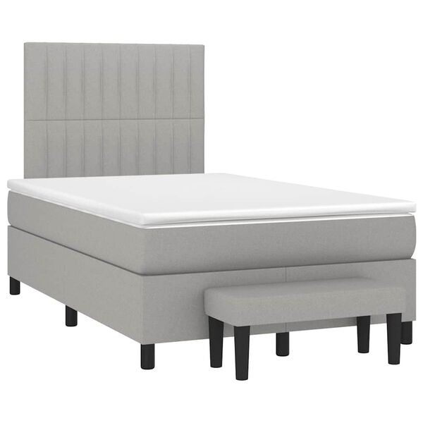 vidaXL Sommier &agrave; lattes de lit et matelas gris clair 120x190 cm tissu