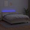 vidaXL Sommier &agrave; lattes de lit avec matelas et LED Cr&egrave;me 140x190 cm