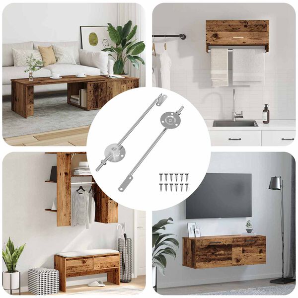 vidaXL Charni&egrave;re de support de couvercle 2 pcs Argent&eacute; Fer