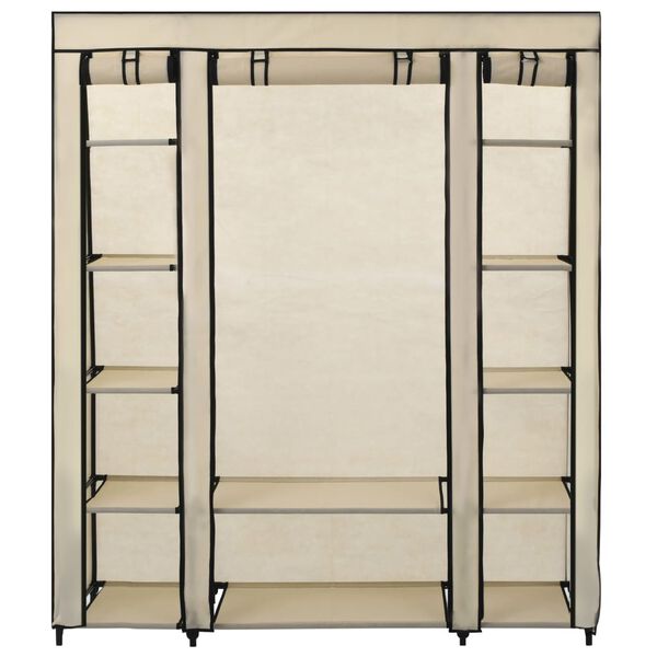 vidaXL Armoire avec compartiments et tiges Cr&egrave;me 150x45x176 cm Tissu