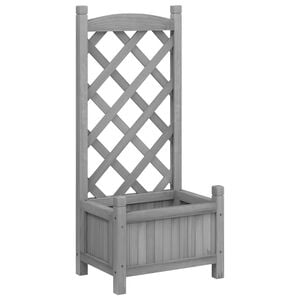 vidaXL Jardini&egrave;re avec treillis gris 40x30x90 cm bois massif de sapin