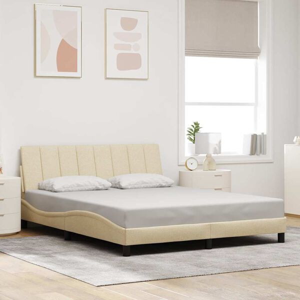 vidaXL Cadre de lit sans matelas Hanko cr&egrave;me 160x200 cm tissu