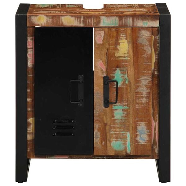 vidaXL Cabinet de Salle de Bain Marron Bois massif de récupération