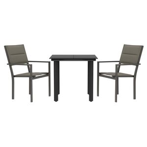 vidaXL Ensemble &agrave; manger de jardin 3 pcs noir textil&egrave;ne et acier