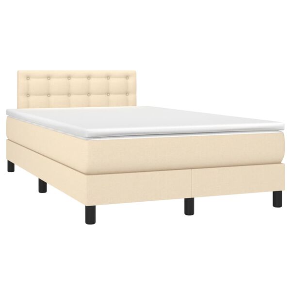 vidaXL Sommier &agrave; lattes de lit matelas et LED cr&egrave;me 120x190 cm tissu