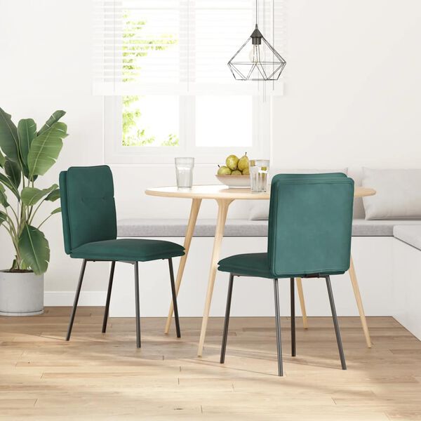 vidaXL Chaises &agrave; manger lot de 2 Vert fonc&eacute; Velours