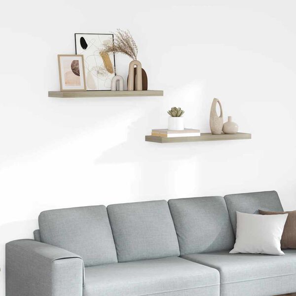 vidaXL &Eacute;tag&egrave;res murales flottantes 2 pcs Ch&ecirc;ne 80x23,5x3,8 cm MDF