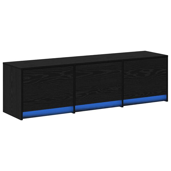 vidaXL Armoire TV avec LEDs avec tiroir Ch&ecirc;ne noir 140 x 34 x 40 cm